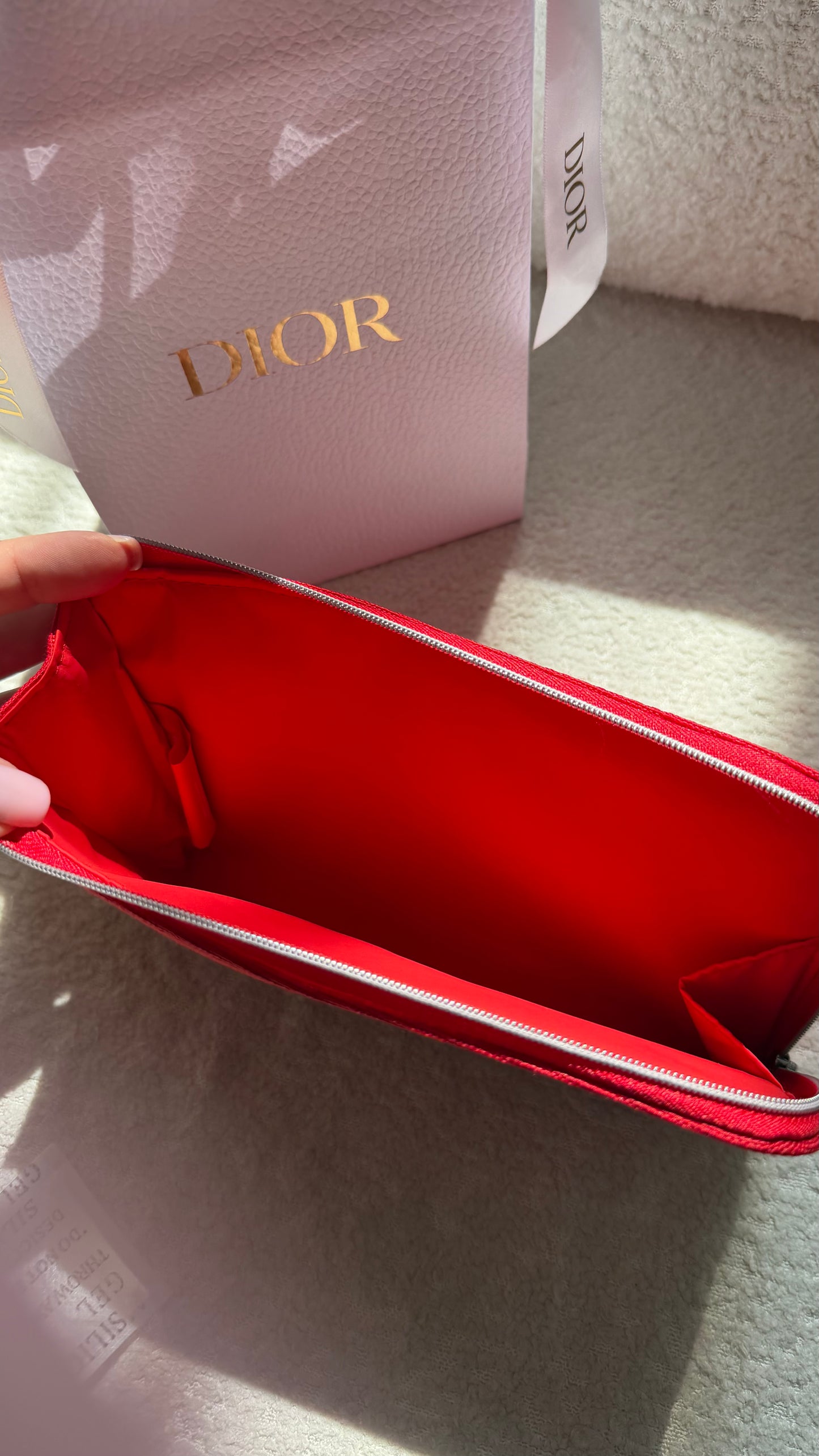 Dior red makeup pouch