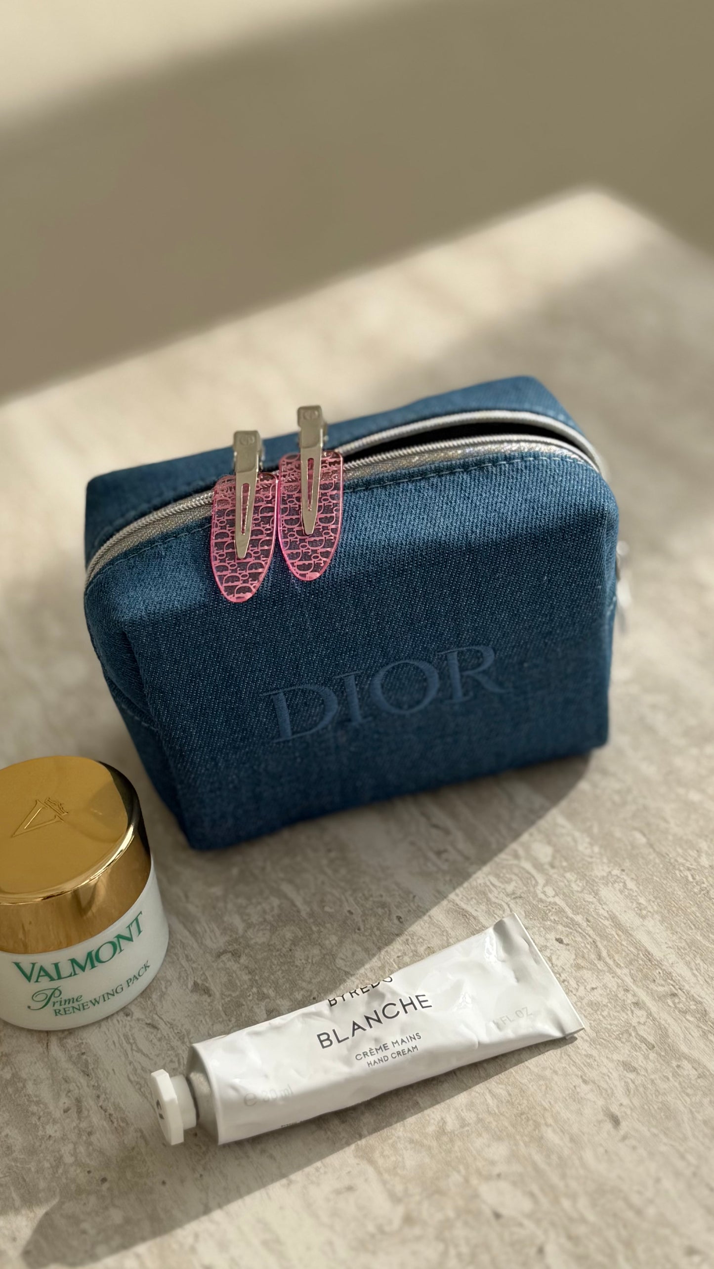 Dior Denim Makeup Bag