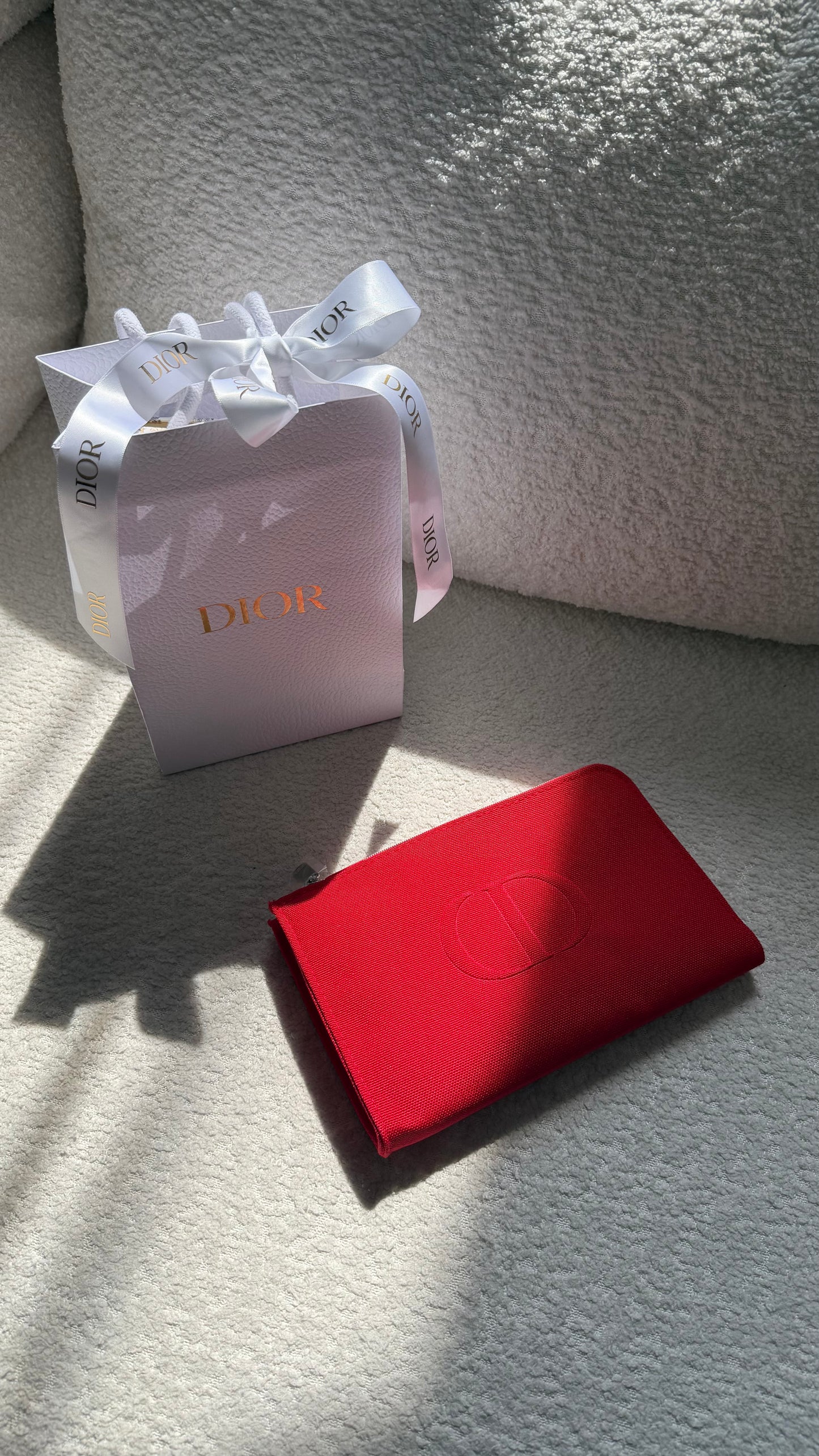 Dior red makeup pouch