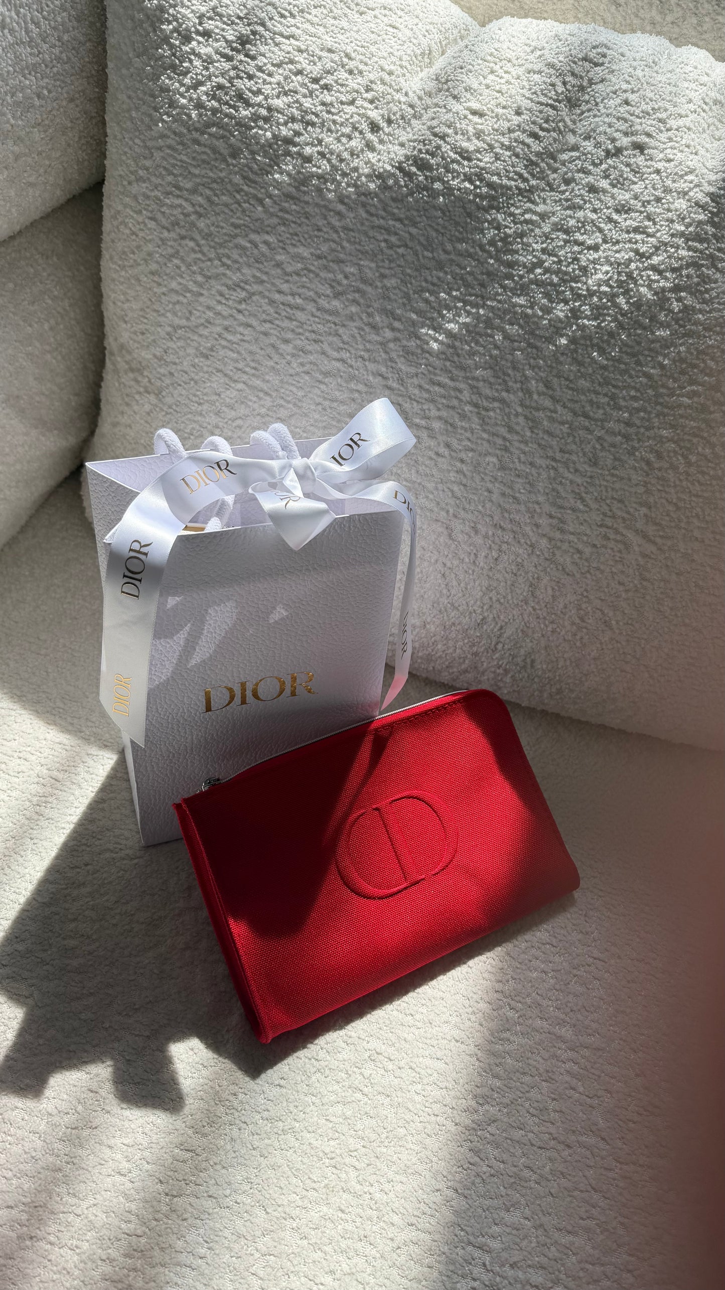 Dior red makeup pouch