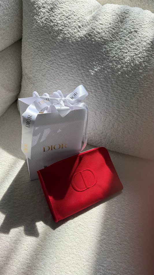 Dior red makeup pouch