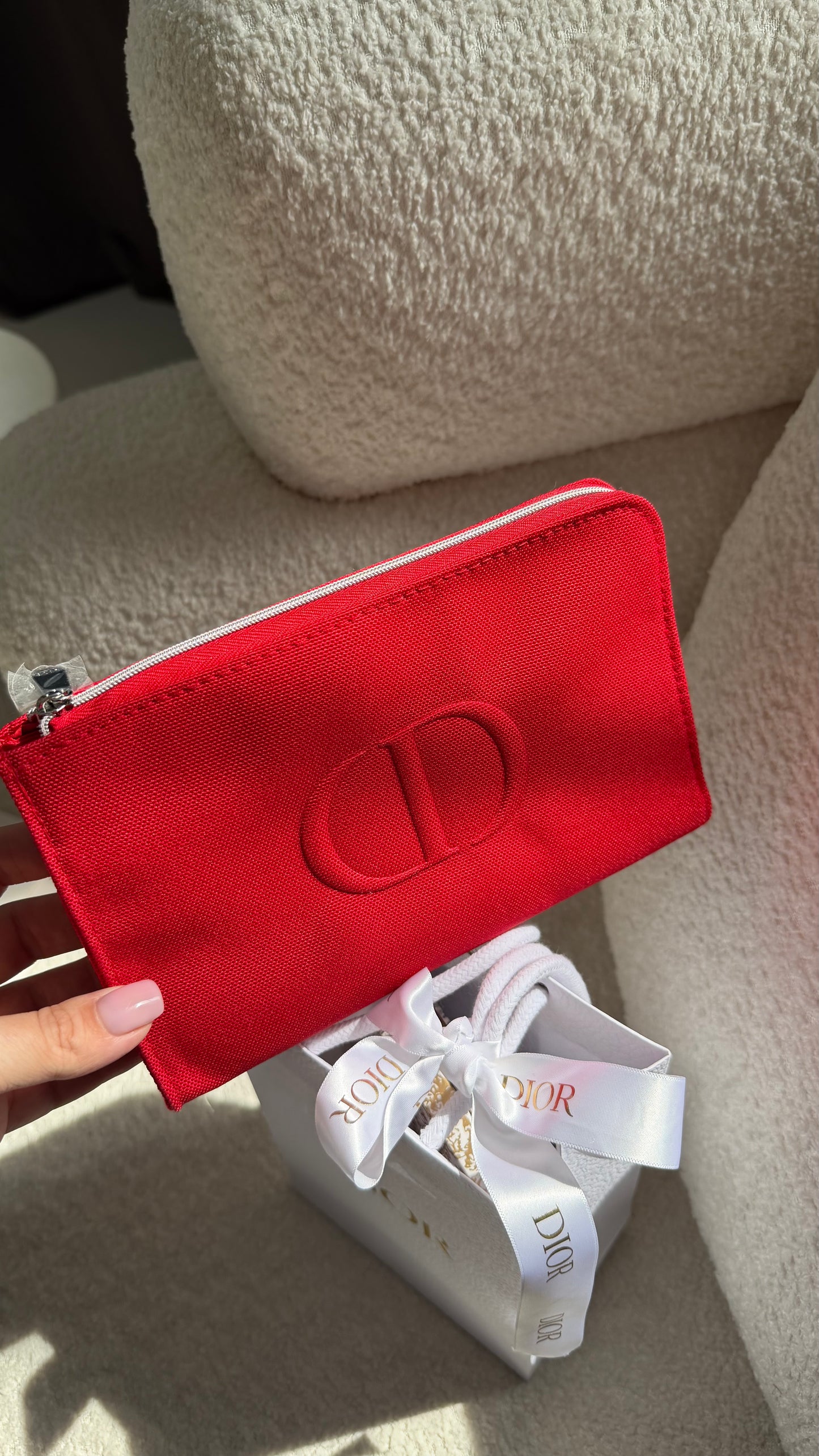 Dior red makeup pouch